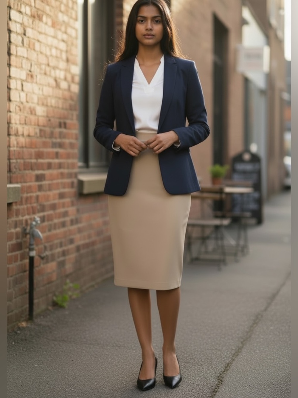 Caslon Beige Pencil Skirt